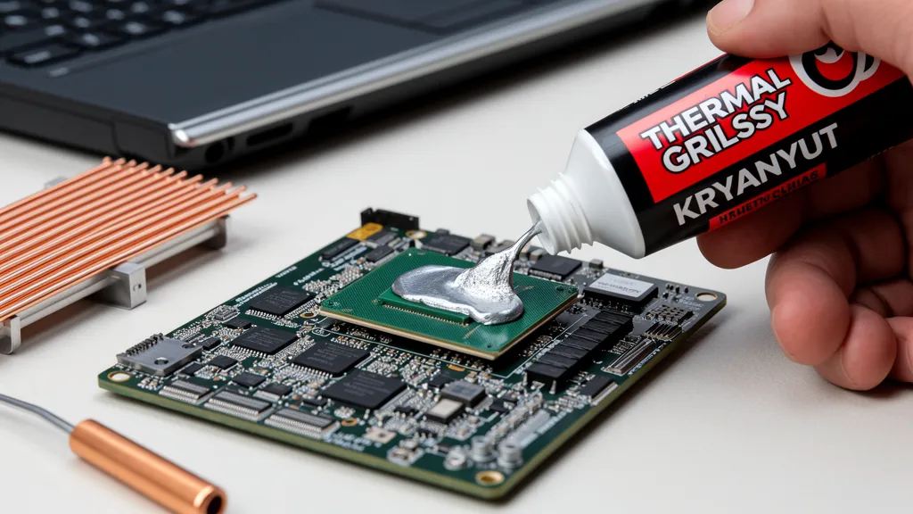Technician applying Thermal Grizzly Kryonaut thermal paste to laptop CPU – Affordable Laptop Services Singapore